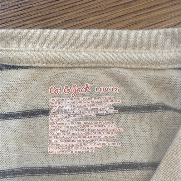 Cat & Jack Beige and Navy Striped Sweater - Picture 2 of 3